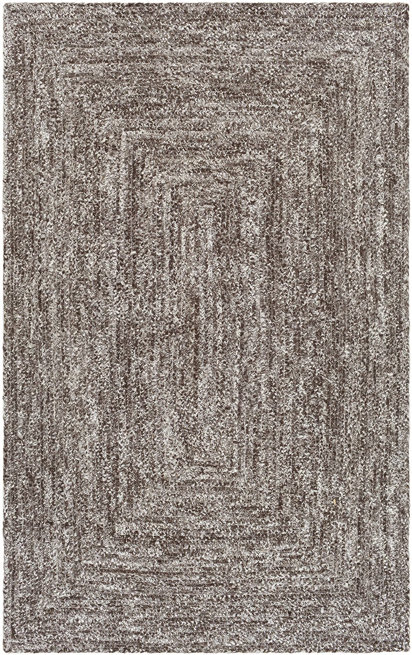 Hauteloom Burgundy Recycled Material Living Room, Bedroom Area Rug - Border Square Abstract Ombre - Contemporary Modern Minimalist Transitional Farmhouse - Gray, Charcoal, Light, Neutral - 5' x 7'6"