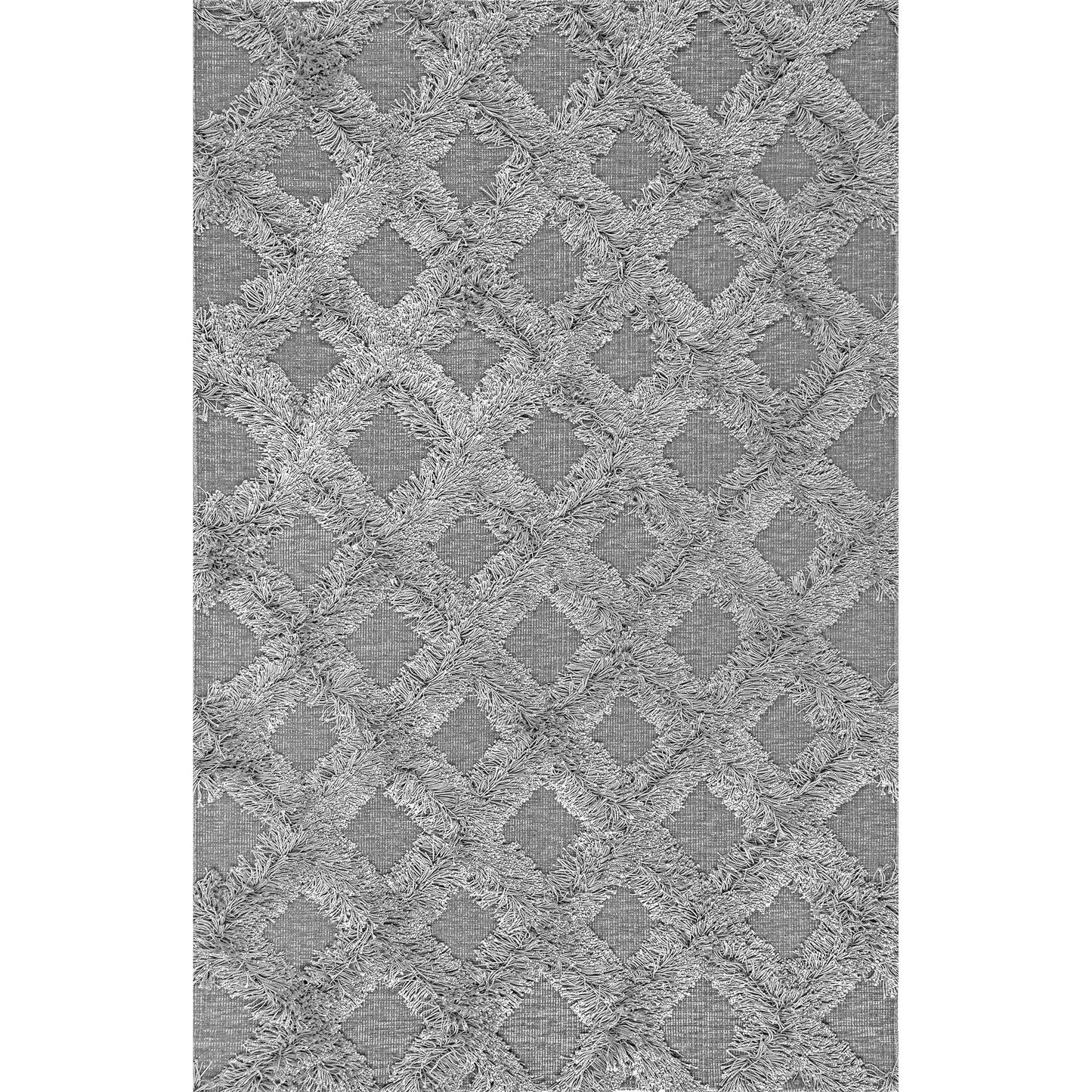 nuLOOM Francene Diamond Trellis Shag Area Rug, 4x6, Silver