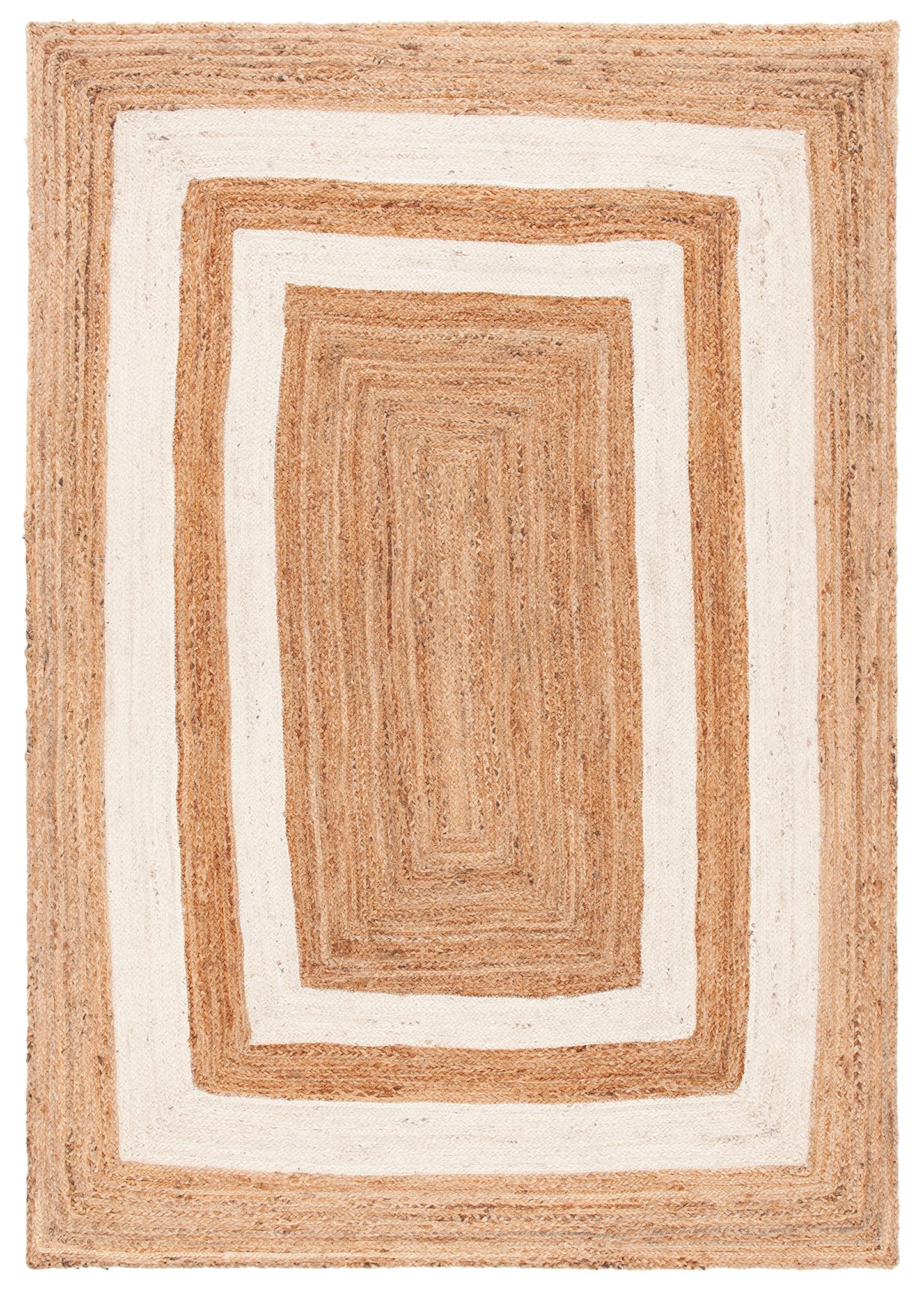 SAFAVIEH Natural Fiber Collection Accent Rug - 4' x 6', Ivory & Natural, Handmade Flat Weave Jute, Ideal for High Traffic Areas in Entryway, Living Room, Bedroom (NFB851A)