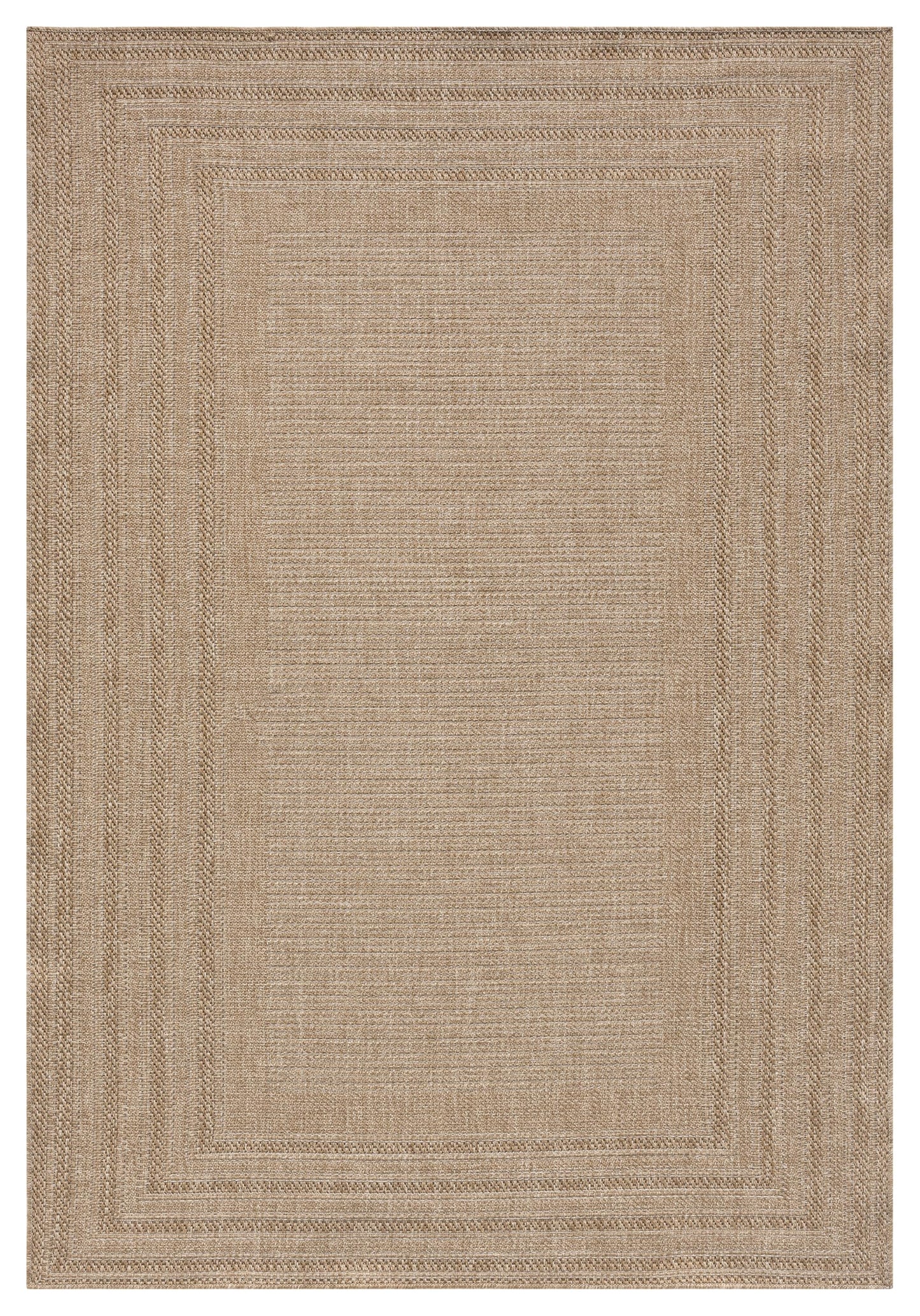 RUGGERRUGS Berry Easy Jute Indoor Outdoor Rug, 5x7 Neutral Bordered Jute Look, Weather Resistant, Easy Care, Lightweight Outdoor Farmhouse Carpet for Patio, Porch, Living Room (5' x 7', Natural)