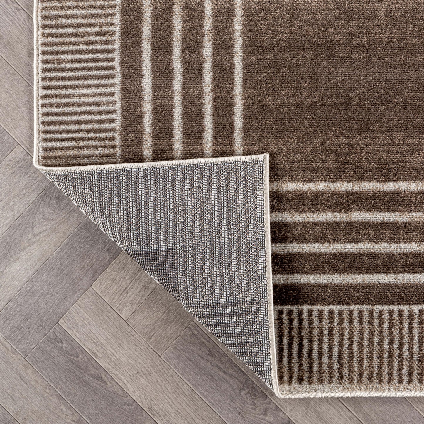 Rugshop Contemporary Geometric Bordered Indoor Area Rug for Living Room,Bedroom,Kitchen Rug Low Pile Rug with Jute Backing 7' 10" x 10' Brown