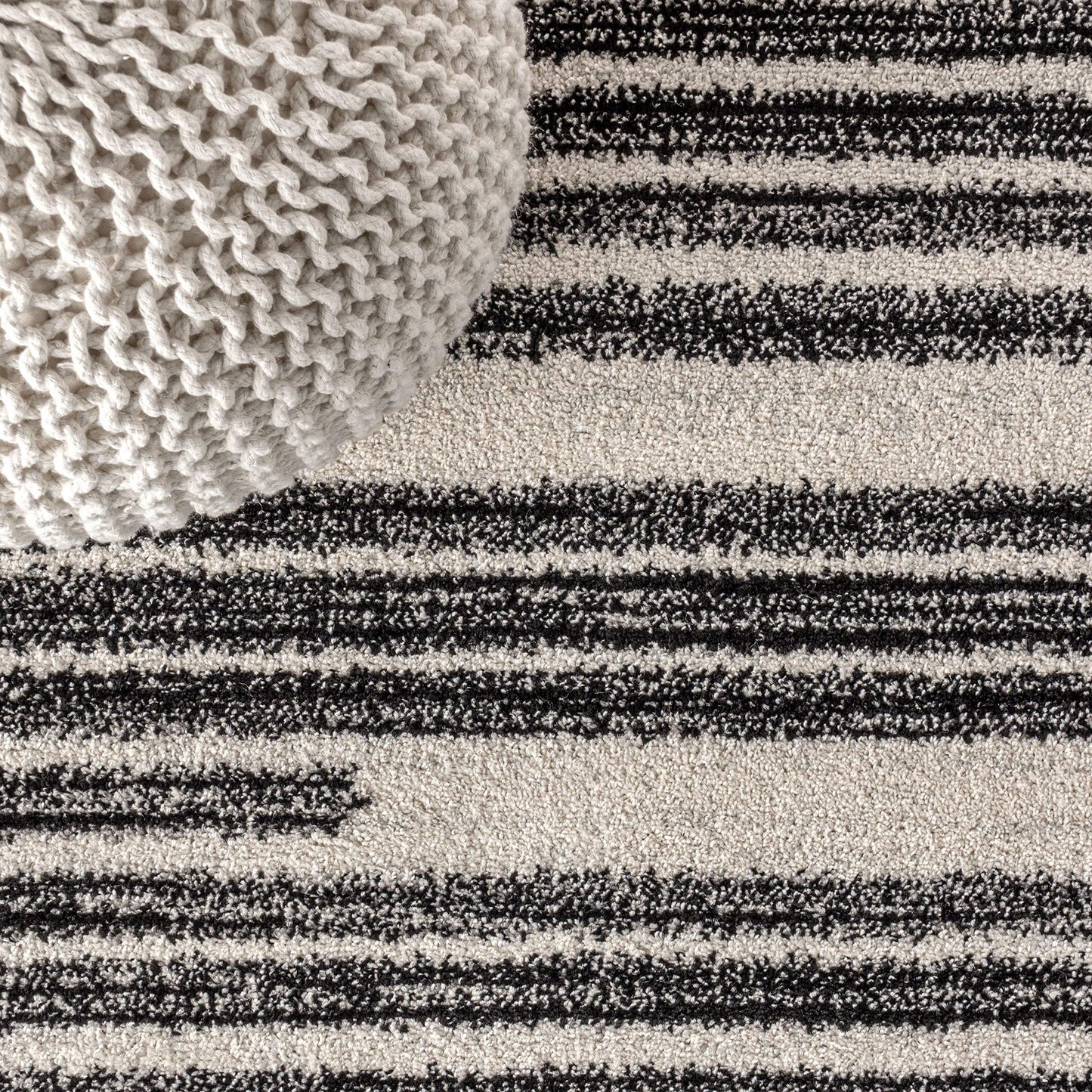 JONATHAN Y Khalil Modern Berber Stripe Cream/Black Indoor Area Rug, 8x10, Contemporary, Bohemian, Easy-Cleaning for Living Room, Bedroom, Kitchen, Pet Friendly, Non-Shedding (MOH207A-8)