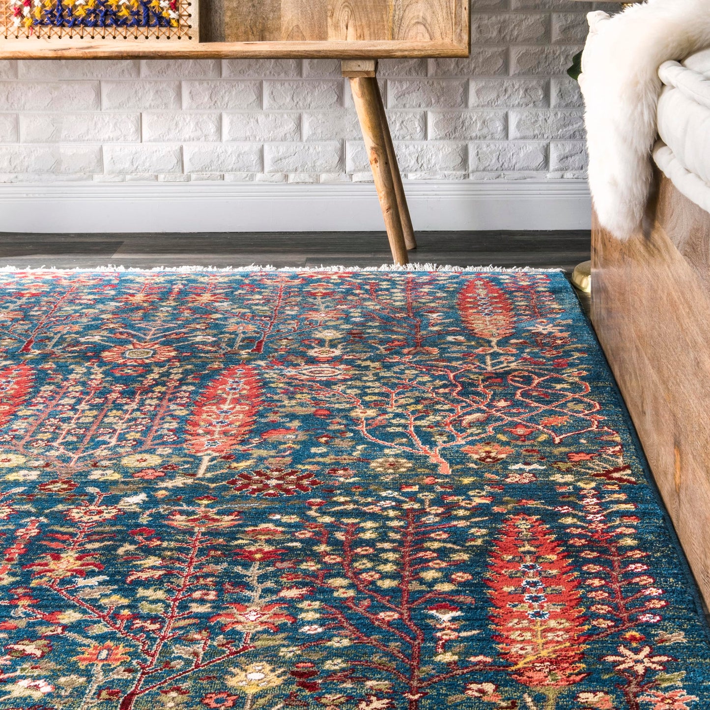 nuLOOM Dasilva Tribal Fringe Runner Rug, 2' 6" x 8', Blue