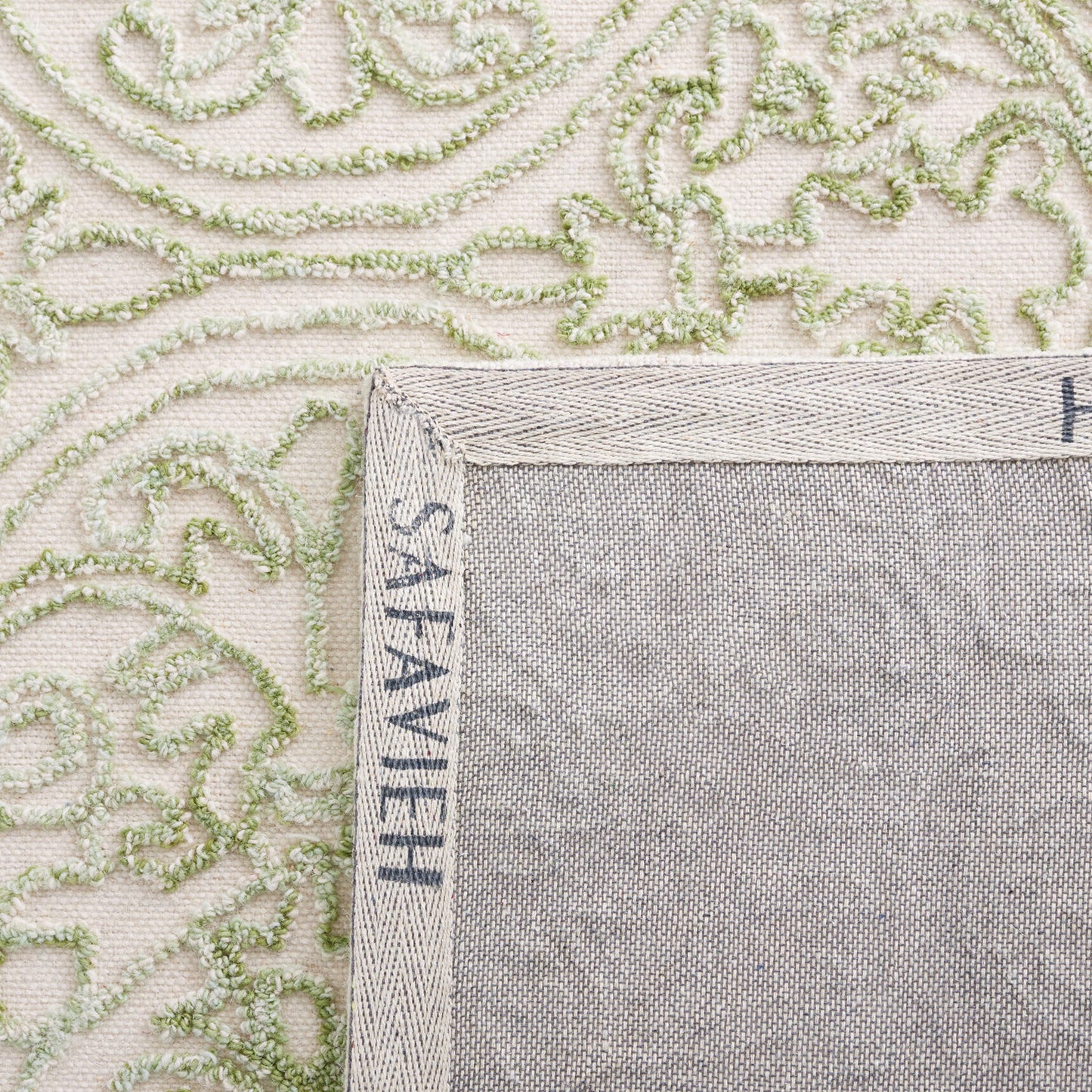 SAFAVIEH Trace Collection Accent Rug - 3' x 5', Ivory & Green, Handmade Wool, Ideal for High Traffic Areas in Entryway, Living Room, Bedroom (TRC101Y)