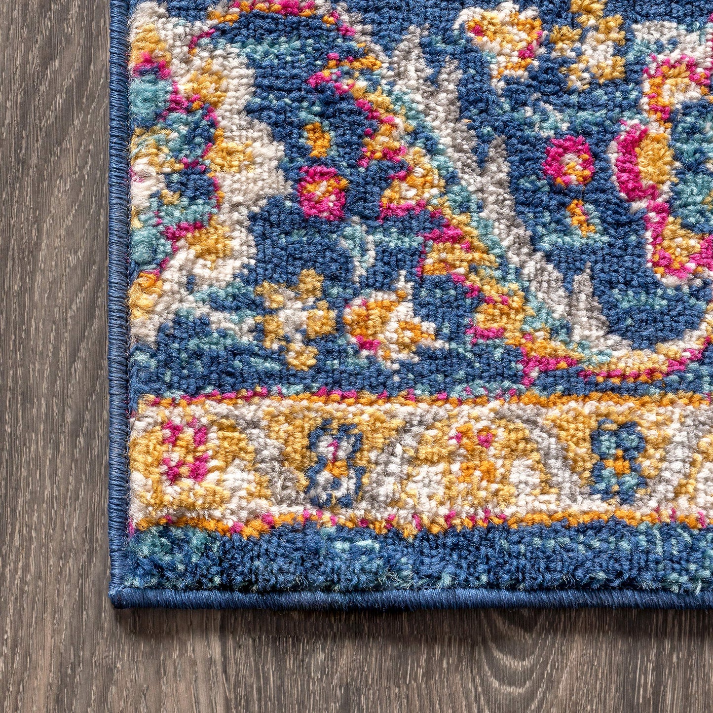 JONATHAN Y Boho Vintage Blue/Multi 4x6 Oval Area Rug, Bohemian Flair Medallion, Floral Easy-Cleaning High Traffic for Living Room, Bedroom, Kitchen, Pet-Friendly, Non Shedding (BMF106A-4OV)