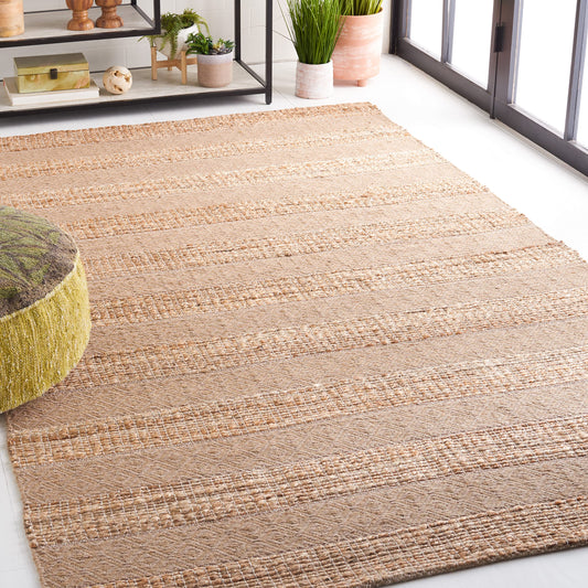 SAFAVIEH Area Rug 8x10 - Natural Fiber Collection - Large - Taupe & Natural, Handmade Jute & Cotton, Boho Farmhouse Rustic Design, Ideal for Living Room, Bedroom, Dining Space (NFB653E)