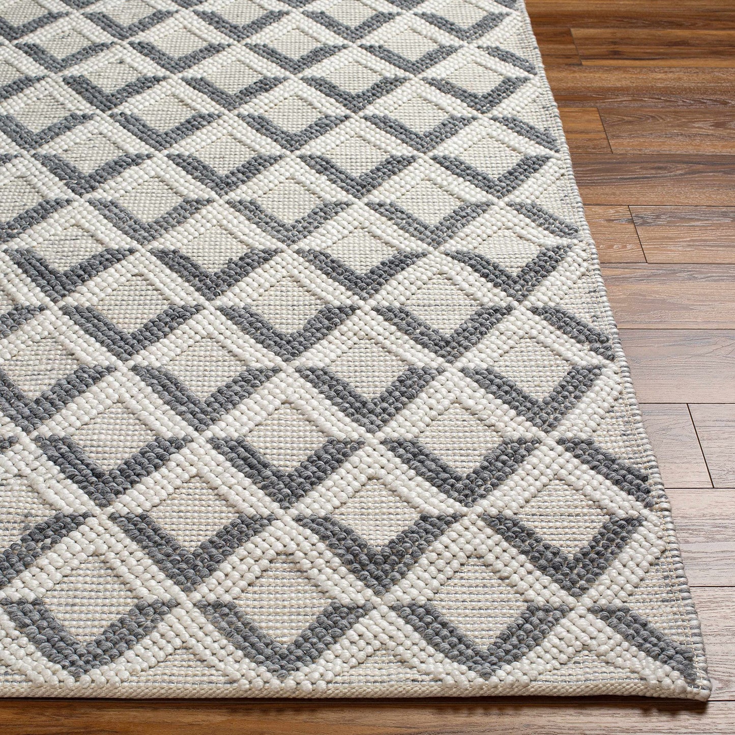 Hauteloom Maik Recycled Material Area Rug - Geometric Triangle Diamond Chevron Textured - Bohemian Transitional Modern Contemporary Scandinavian - Beige, Cream, Gray, Ivory, Neutral - 5' x 7'6"