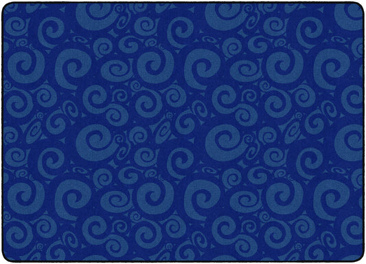 Flagship Swirl Tone on Tone Carpet for Children's Classroom and Bedroom Area Rug, Playroom or Teaching Area for Playtime and Reading, 6' x 8'4", Blue