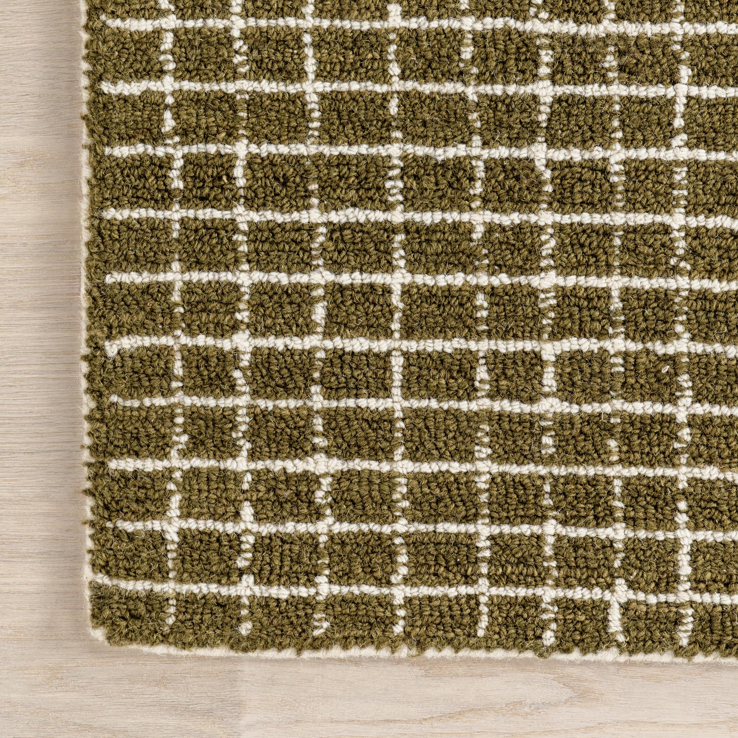 Rugs USA Melrose Moss/Ivory, 6' x 9', Handmade, Checked, Wool, Soft and Cozy, High Traffic, Stain Resistant, Easy Clean, Durable Area Rug for Bedroom, Living Room, Dining, Den, Entryway