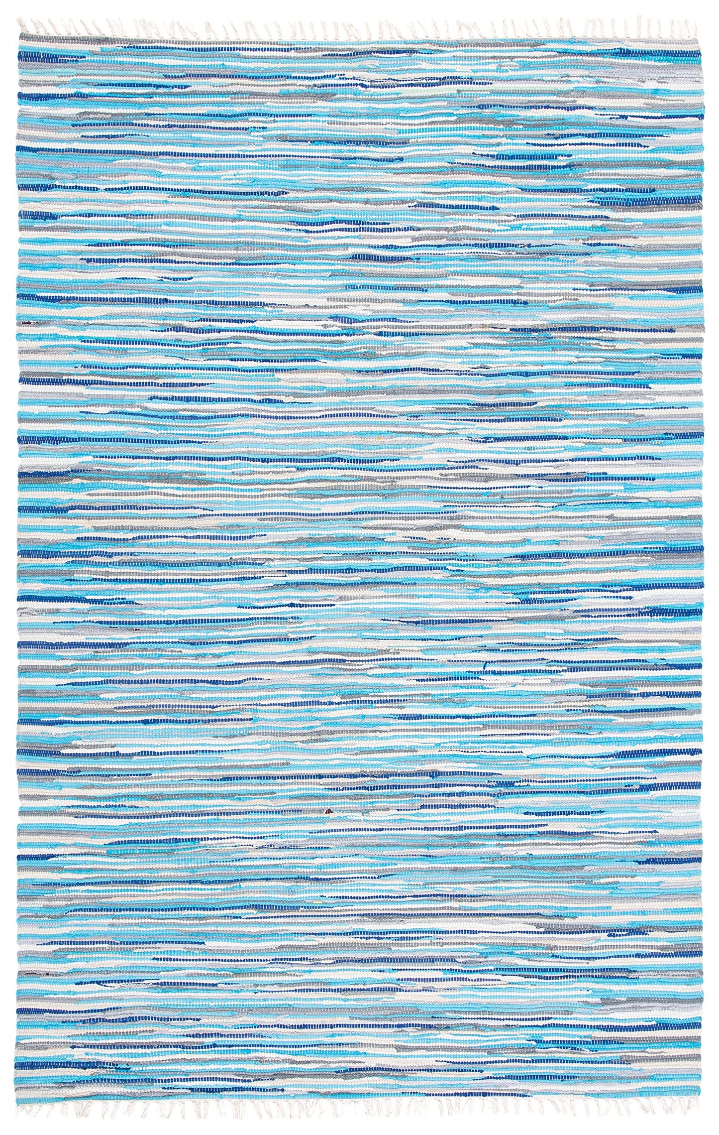 SAFAVIEH Rag Rug Collection Area Rug - 5' x 8', Turquoise & Multi, Handmade Boho Stripe Cotton, Ideal for High Traffic Areas in Living Room, Bedroom (RAR129C)