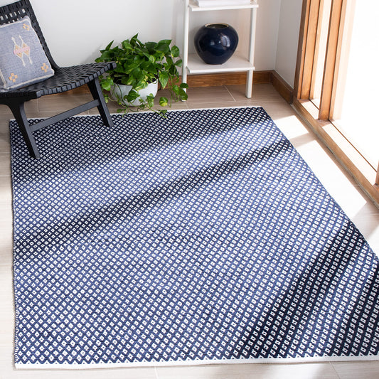 SAFAVIEH Boston Collection 4' x 6' Navy BOS685D Handmade Flatweave Cotton Area Rug