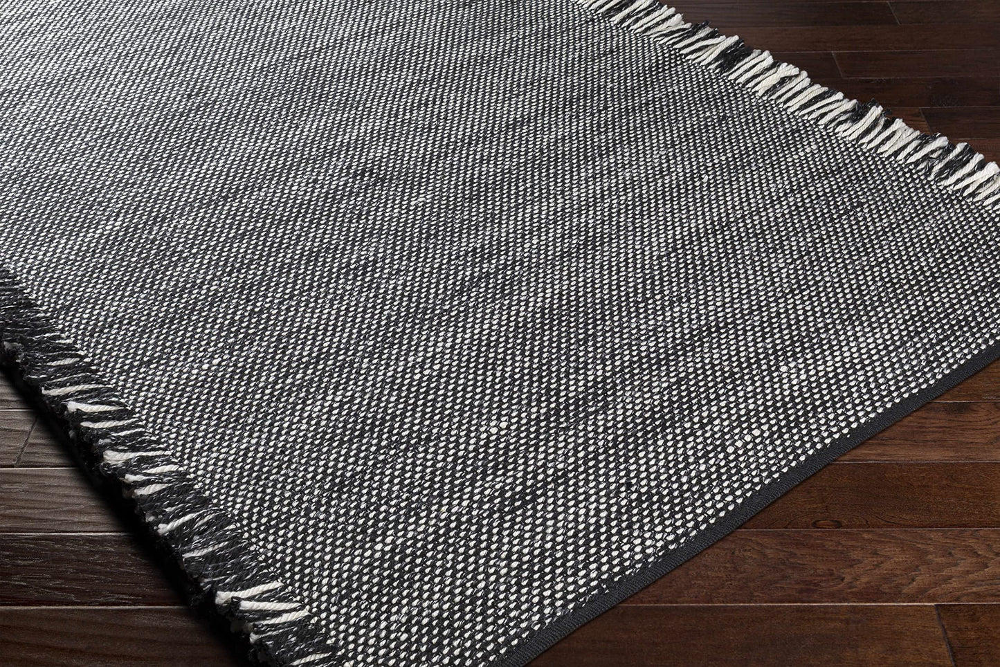 Hauteloom Boyden Recycled Material Living Room, Bedroom Area Rug - Plain Solid - Contemporary Modern Minimalist Boho Farmhouse - Black, Cream, Medium Gray, Gray, White - 5' x 7'6"