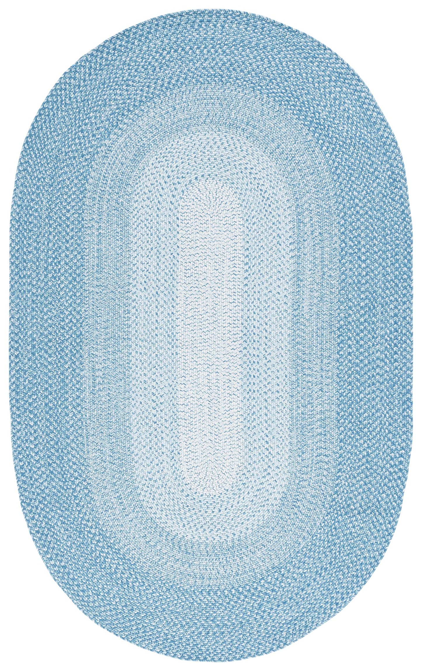 SAFAVIEH Washable Rug Outdoor Braided Collection - 4' x 6' Oval, Aqua, Handmade & Reversible, Non-Shedding & Easy to Clean, Ideal for Patio, Backyard, Mudroom (BRA220J)