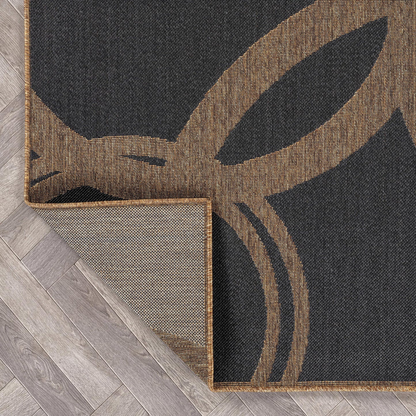 Rugshop Abstract Indoor Outdoor Flat Woven Area Rug,Natural Jute-Style,Easy-Care Patio Rug for Backyard Porch Deck Balcony, 6'6" x 9' Dark Gray/Natural