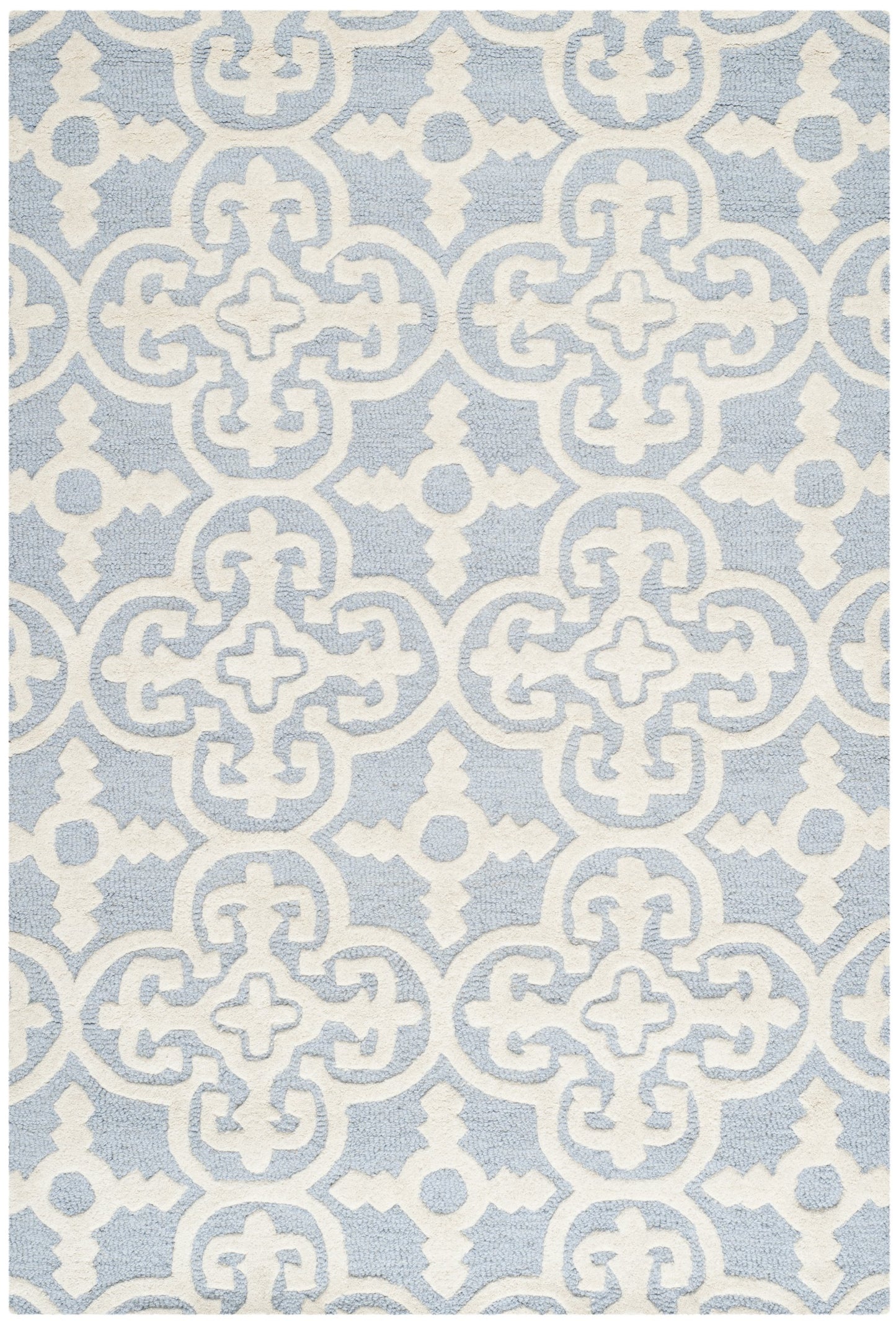 SAFAVIEH Cambridge Collection Accent Rug - 3' x 5', Light Blue & Ivory, Handmade Moroccan Wool, Ideal for High Traffic Areas in Entryway, Living Room, Bedroom (CAM133A)