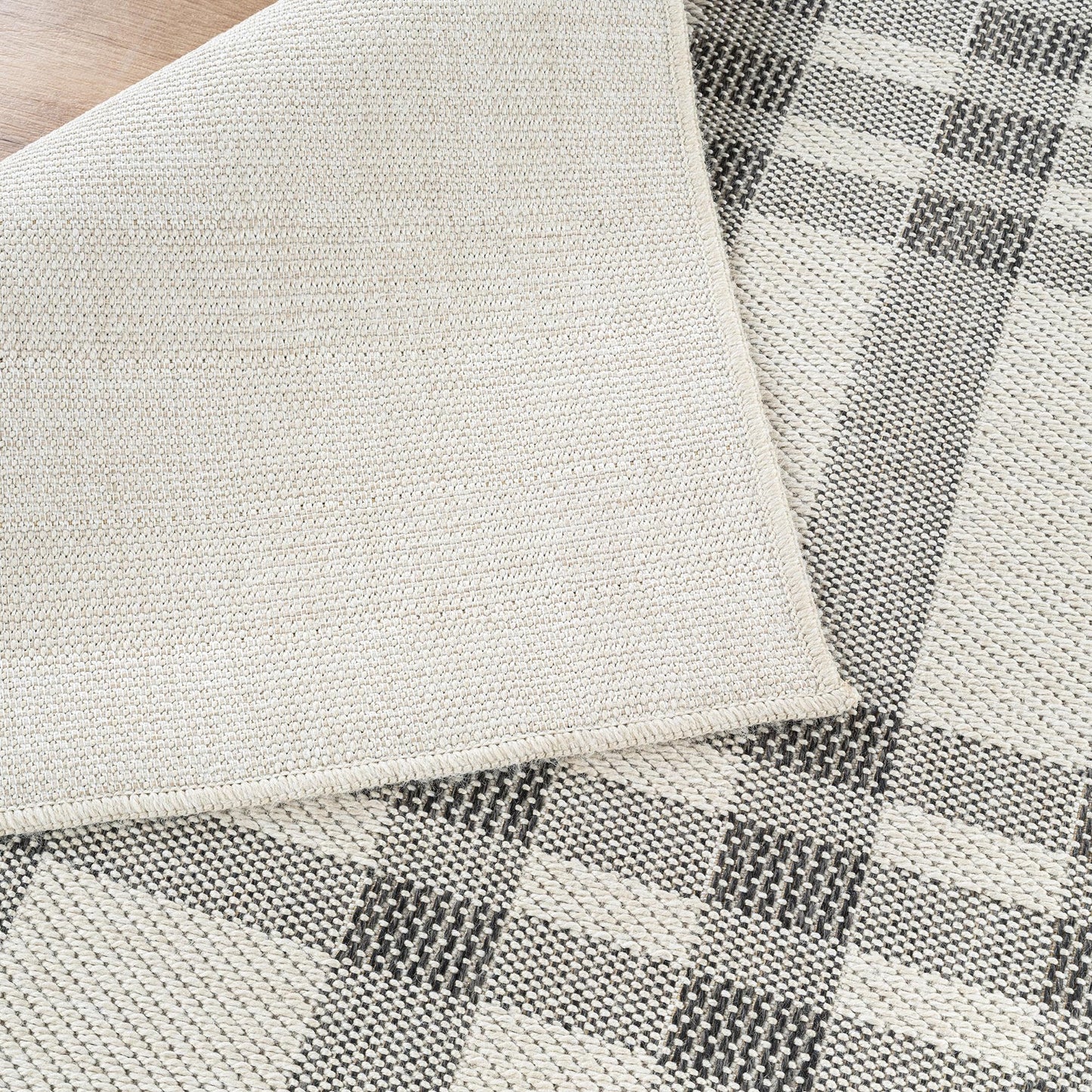 CAMILSON Easy Jute Rug 6x9, Indoor Outdoor Off-White Color Fiber Area Rugs for Entry, Living Room and Farmhouse Rug, Checkred Boho Woven Design, Easy-Cleaning, Washable Outside Carpet (6 x 9)
