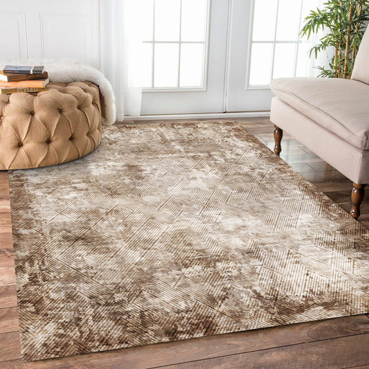 YARNSCAPE 5' x 7' Washable Area Rug - Low Pile Soft Vintage Indoor Rug for Living, Dining or Bedroom - Lightweight Carpet with Non-Slip Backing - Foldable for Easy Placement, Brown