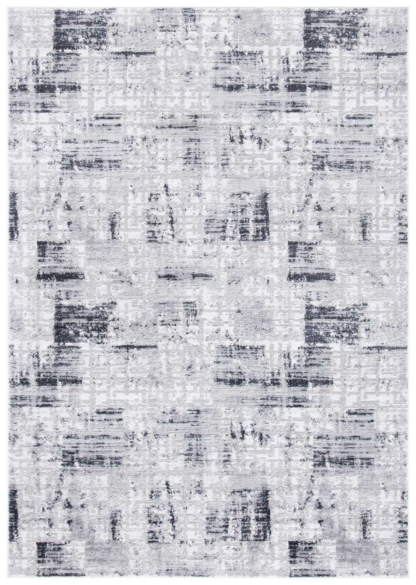 SAFAVIEH Amelia Collection Accent Rug - 4' x 6', Grey & Charcoal, Modern Abstract Distressed Design, Non-Shedding & Easy Care, Ideal for High Traffic Areas in Entryway, Living Room, Bedroom (ALA786F)