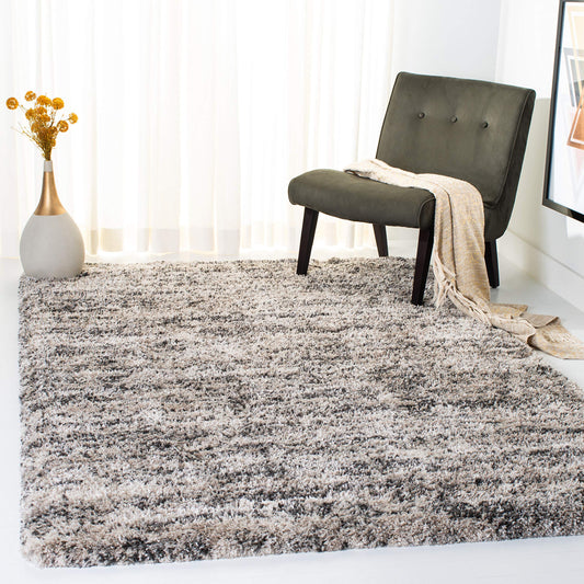 SAFAVIEH Iceland Shag Collection Area Rug - 5'3" x 7'6", Cream & Grey, Modern Design, Easy Care, 2.5-inch Thick Ideal for High Traffic Areas in Living Room, Bedroom (ISG519A)