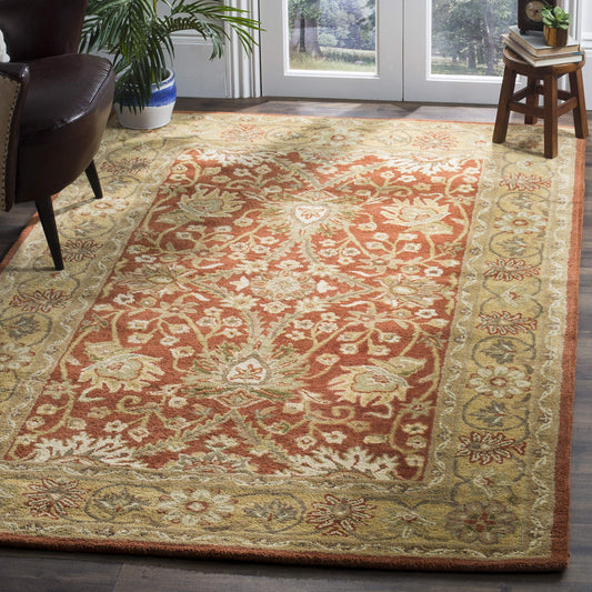 SAFAVIEH Antiquity Collection Accent Rug - 3' x 5', Rust & Gold, Handmade Traditional Oriental Wool, Ideal for High Traffic Areas in Entryway, Living Room, Bedroom (AT249C)