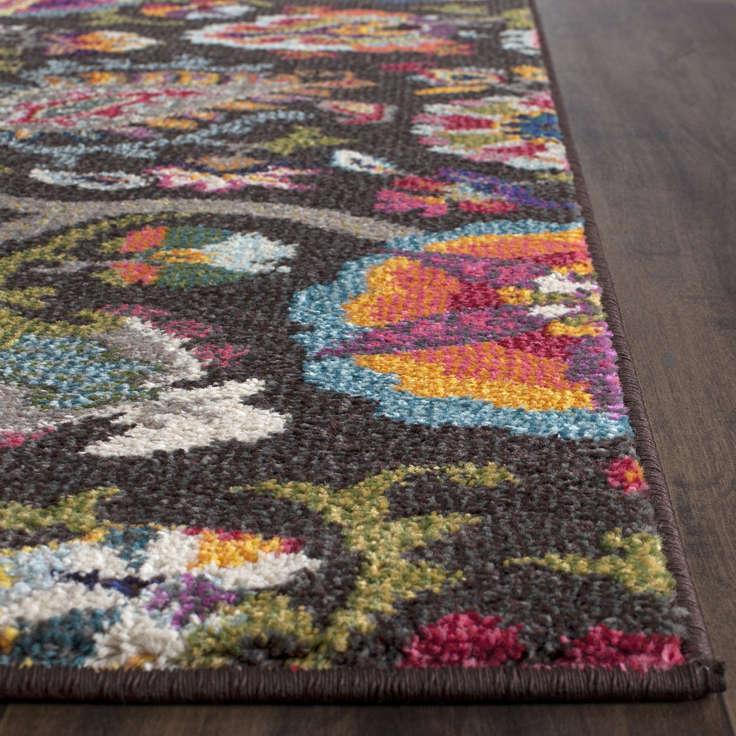 SAFAVIEH Monaco Collection Runner Rug - 2'2" x 8', Brown & Multi, Boho Floral Design, Non-Shedding & Easy Care, Ideal for High Traffic Areas in Living Room, Bedroom (MNC229B)