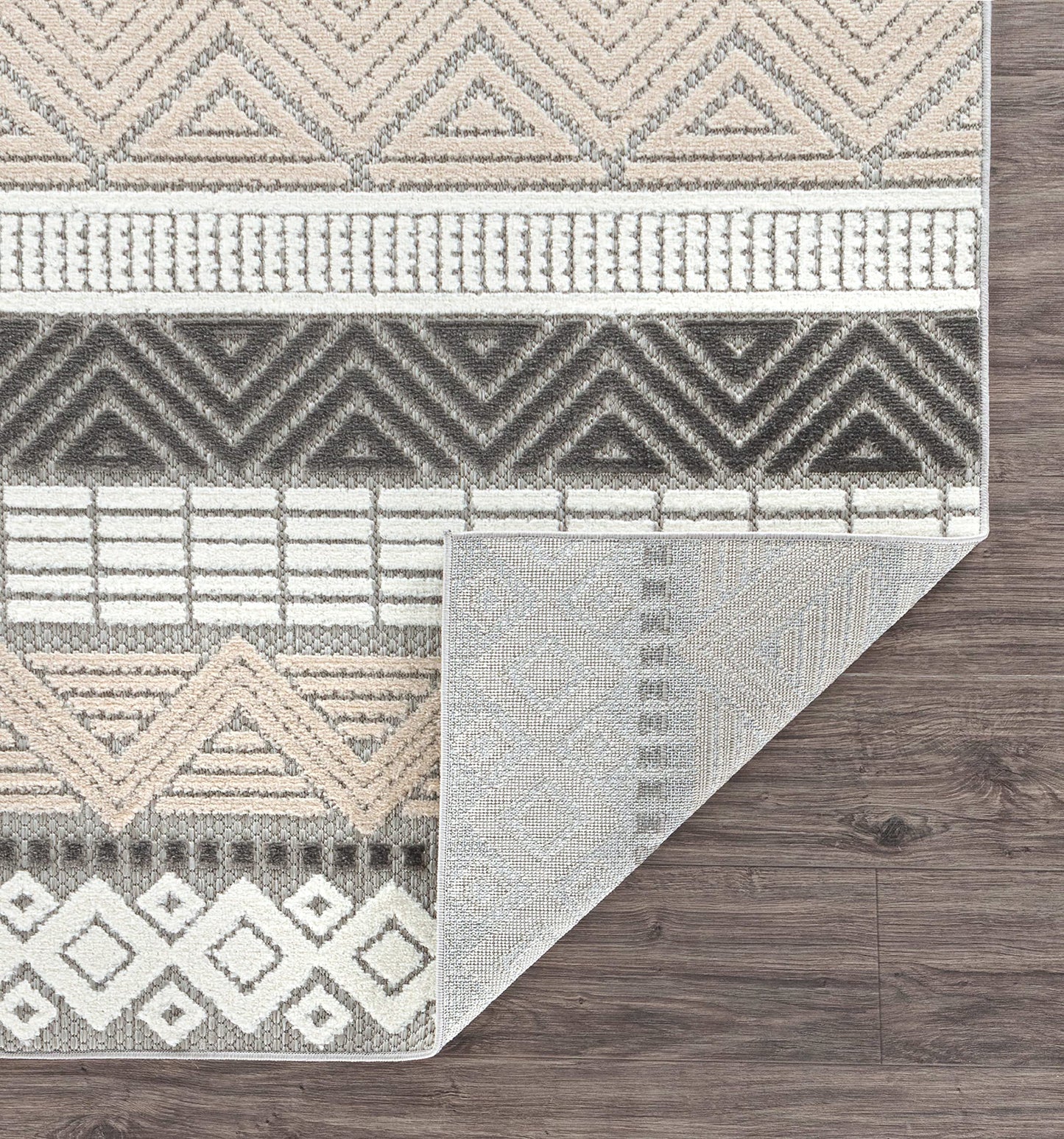 Rugshop Marbella Contemporary Boho Non-Shedding Easy Cleaning Patio Deck Backyard Indoor/Outdoor Area Rug 7'10" x 10' Gray