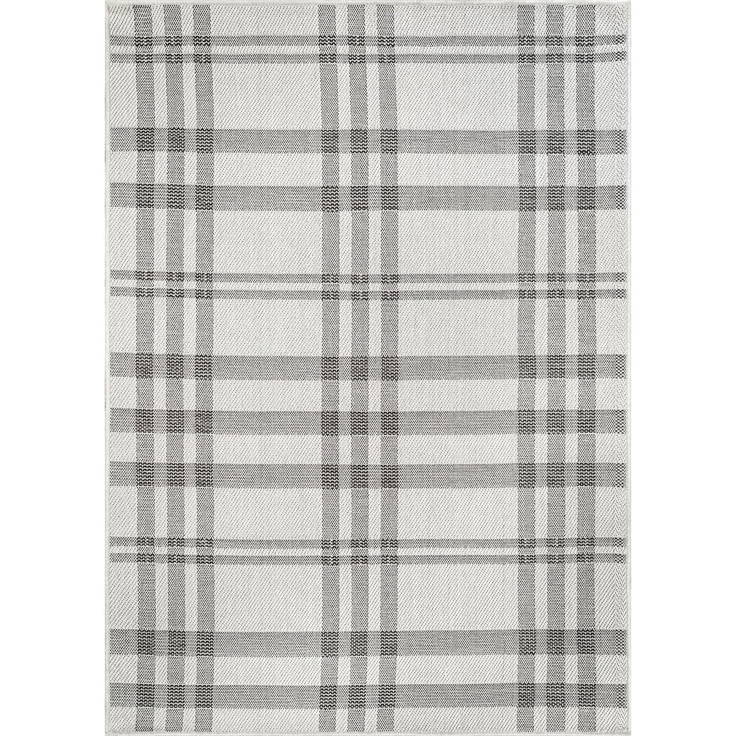 CAMILSON Easy Jute Rug 6x9, Indoor Outdoor Off-White Color Fiber Area Rugs for Entry, Living Room and Farmhouse Rug, Checkred Boho Woven Design, Easy-Cleaning, Washable Outside Carpet (6 x 9)