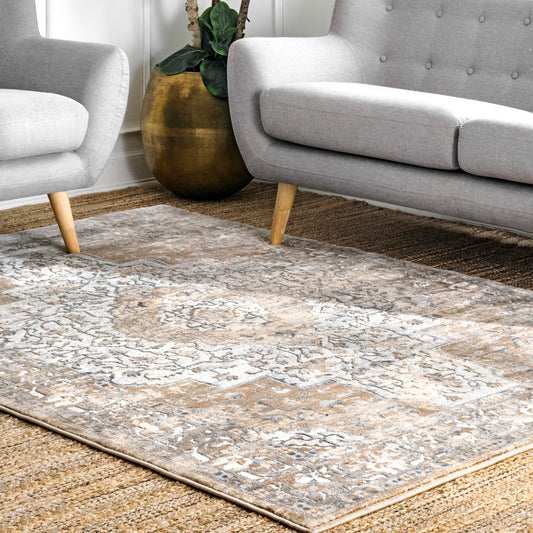 nuLOOM Vintage Medallion Thea Area Rug, 10' x 14', Beige