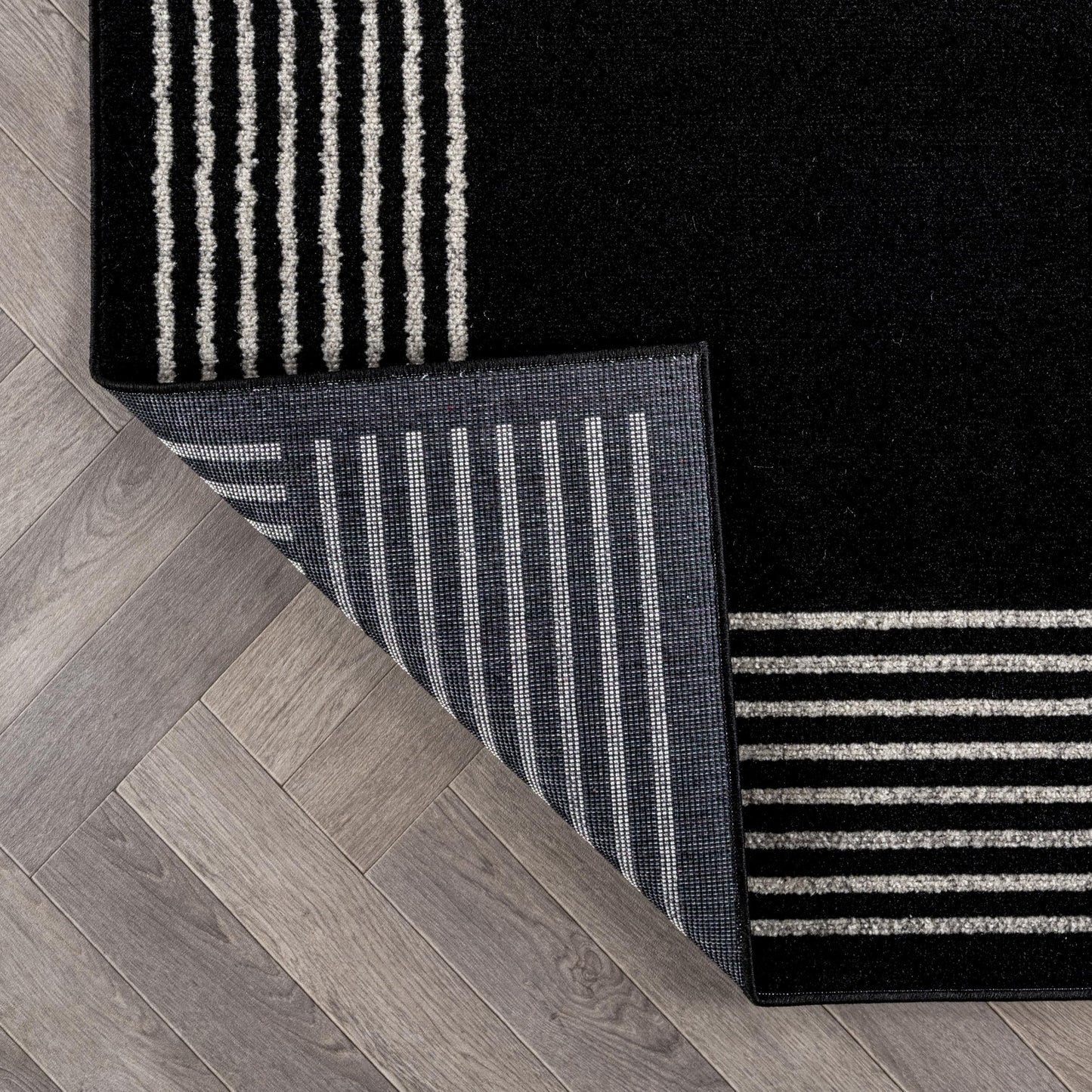 Rugshop Modern Minimal Bordered Indoor Area Rug for Entryway,Bedroom,Kitchen Rug Low Pile Rug with Jute Backing 4' x 6' Black