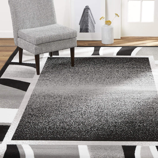 Home Dynamix Lyndhurst Rotana Modern Area Rug, Contemporary Black/Gray 5'2"x7'4", 5'2"x7'4" Rectangle