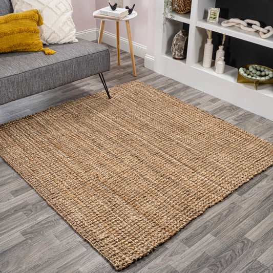 JONATHAN Y Pata Hand Woven Chunky Jute Natural 6x6 Square Indoor Area Rug, Bohemian, Rustic, Cottage, Easy-Cleaning for Living Room, Bedroom, Kitchen, Non-Shedding (NRF102A-6SQ)