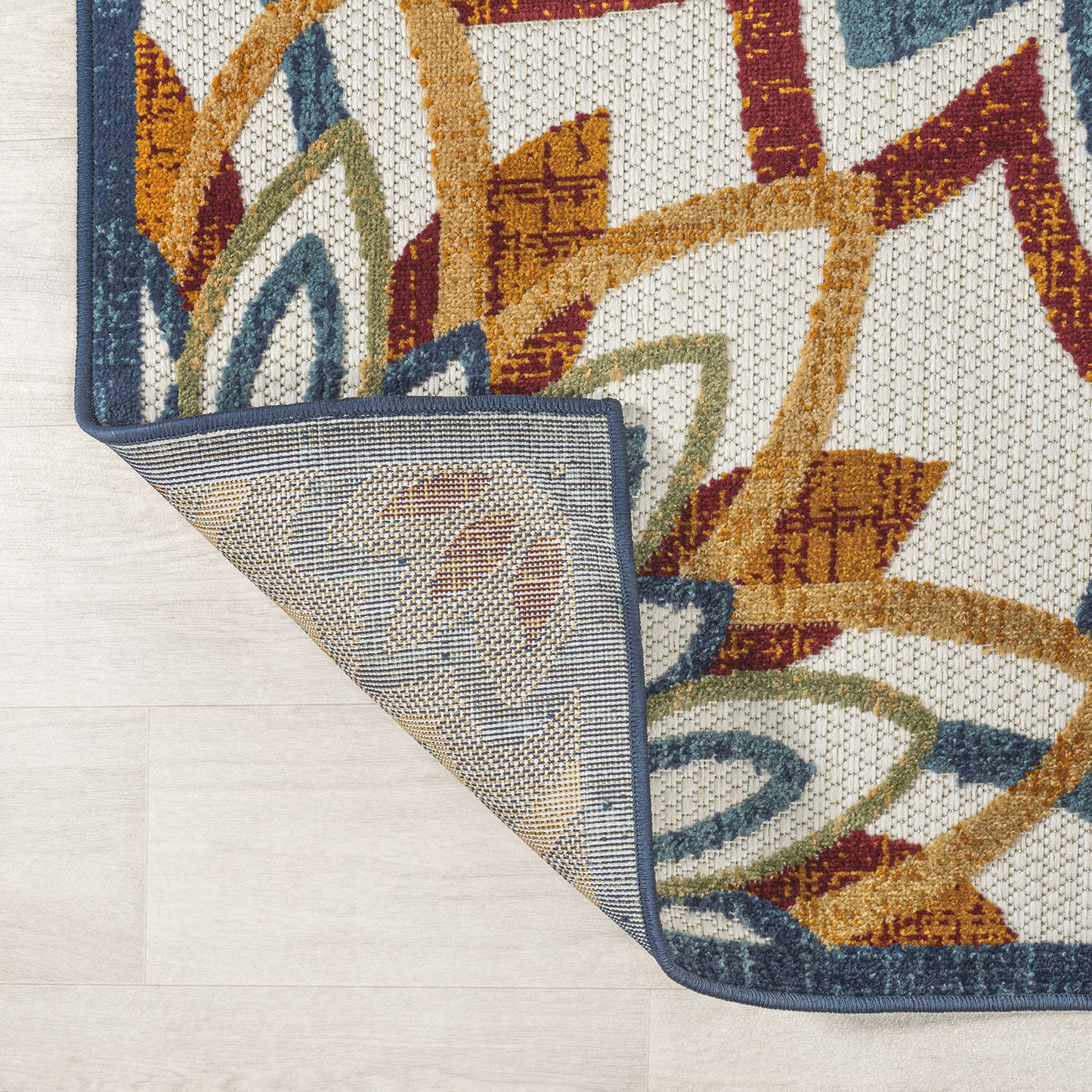 JONATHAN Y Abstract Bold M&ala Indoor Outdoor Runner Rug 2X8 Red/Blue/Yellow, Flora High-Low for Backyard, Patio, Porch, Easy-Cleaning, High Traffic, Pet-Friendly, Non-Shedding (AMC112A-28)