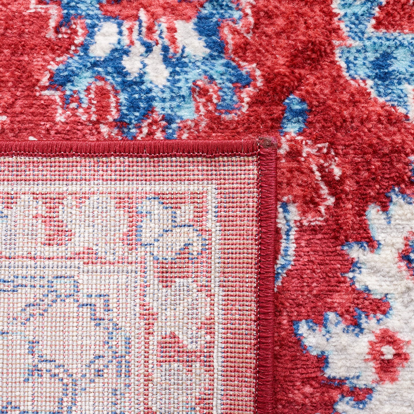 SAFAVIEH Brentwood Collection 2' x 8' Red/Beige BNT851Q Medallion Distressed Non-Shedding Entryway Foyer Living Room Bedroom Kitchen Runner Rug
