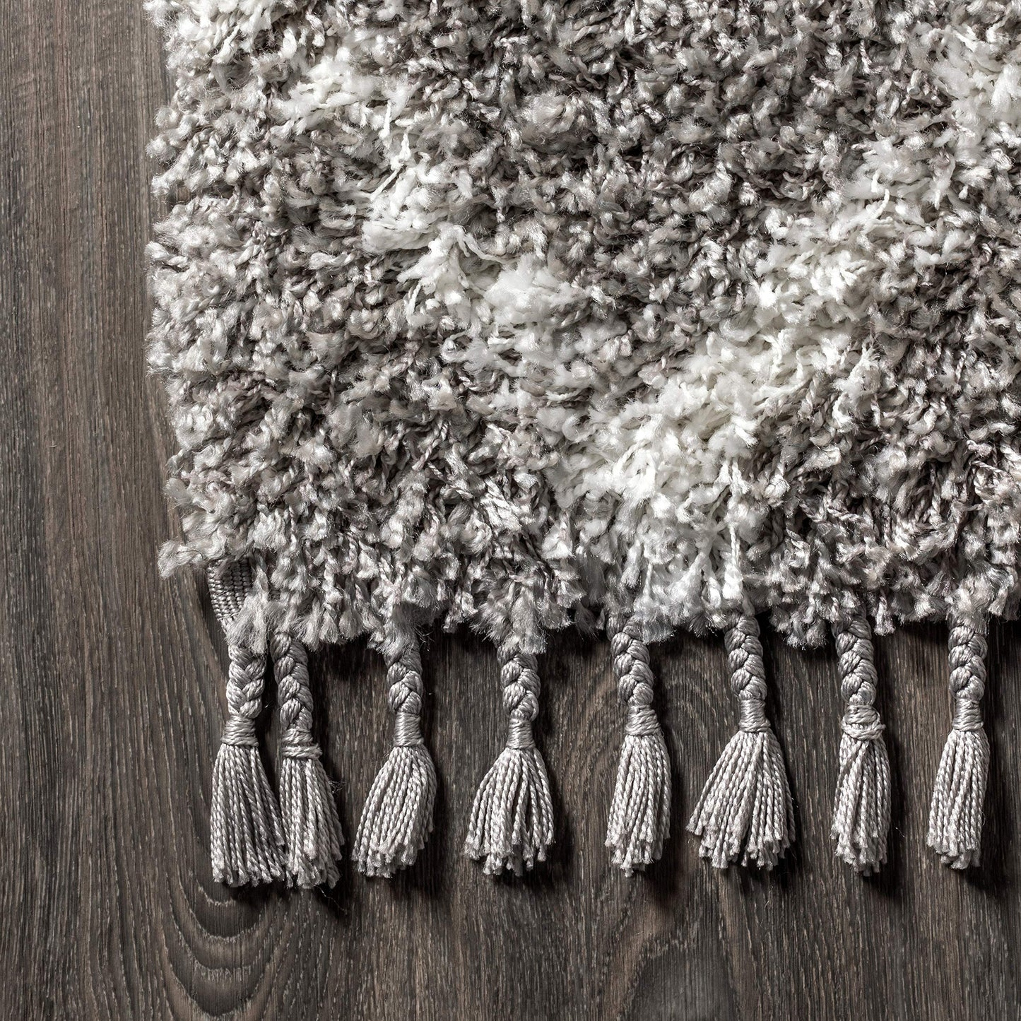 JONATHAN Y Mercer Shag Plush Tassel Gray/Ivory Indoor Area Rug, 3x5, Moroccan Geometric Trellis, Contemporary, Easy-Cleaning for Living Room, Bedroom, Kitchen, Pet Friendly, Non-Shedding (MCR102C-3)