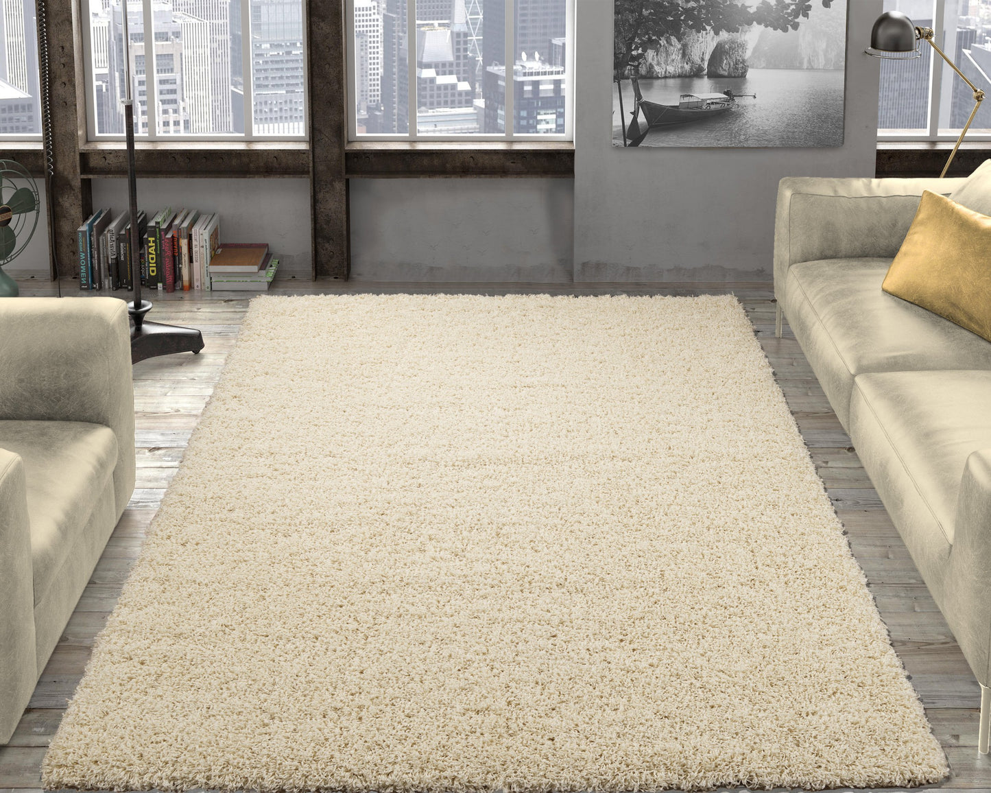 Ottomanson 7'10" x 9'10" Shaggy Area Rug - Plush & Cozy Carpet for Bedroom, Living Room & Nursery - Non Shedding & Durable for High-Traffic Areas, Ivory