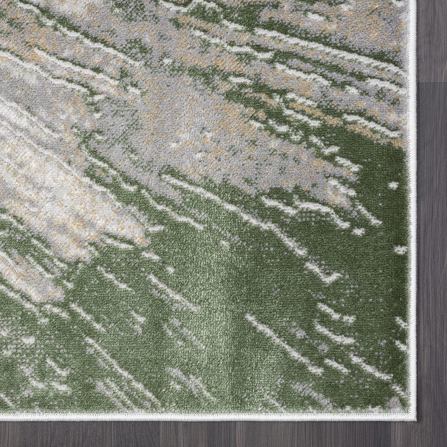 Abani Atlas 4'x6' Green/Grey Area Rug, Abstract Splash - Durable Non-Shedding - Easy to Clean