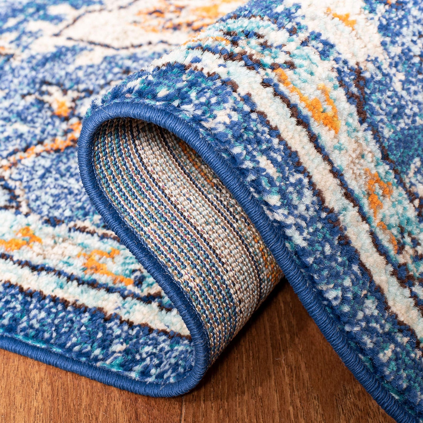 SAFAVIEH Area Rug 9x12 - Madison Collection - Large - Blue & Light Blue, Boho Chic Distressed Medallion Design, Non-Shedding & Easy to Clean, Ideal for Living Room, Bedroom, Dining Space (MAD473M)