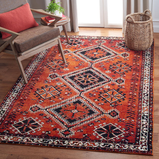 SAFAVIEH Vintage Hamadan Collection Area Rug - 5'3" x 7'6", Orange & Red, Oriental Traditional Persian Design, Non-Shedding & Easy Care, Ideal for High Traffic Areas in Living Room, Bedroom (VTH293P)