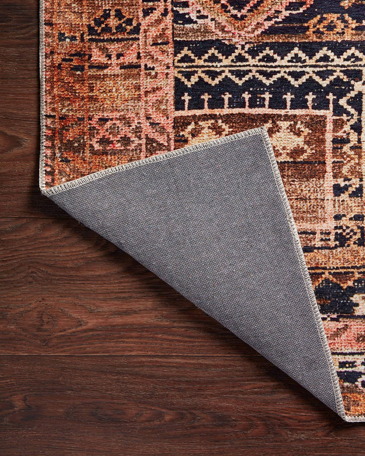 Loloi Layla Collection LAY-14 Mocha/Blush 5'-0" x 7'-6" .13" Thick Area Rug, Soft, Durable, Vintage Inspired, Distressed, Low Pile, Non-Shedding, Easy Clean, Printed, Living Room Rug