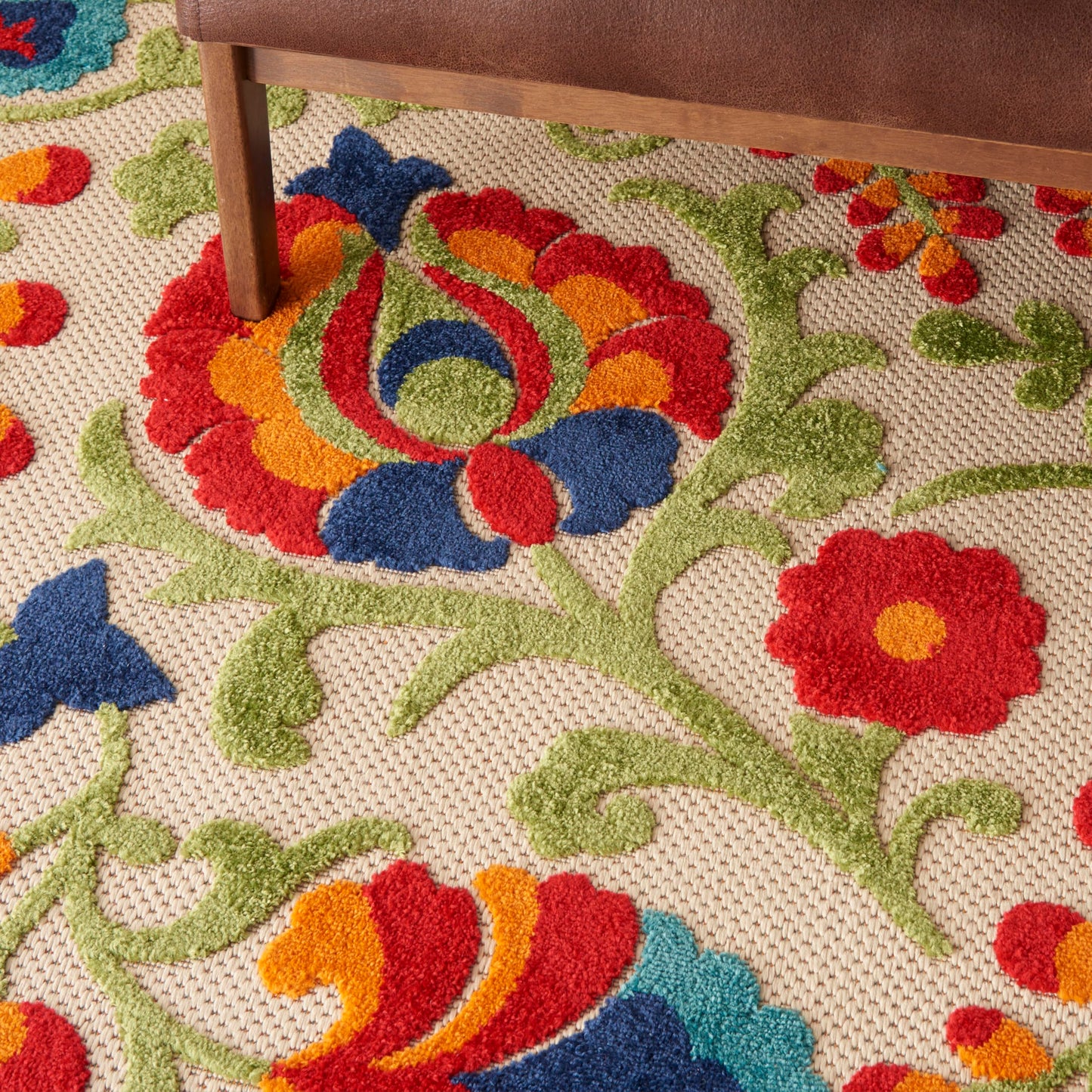 Nourison Home Aloha Multicolor 9'6" x 13' Area Rug - Easy Clean, Non Shedding, Bed Room, Living Room, Dining Room, Kitchen (10' x 13')