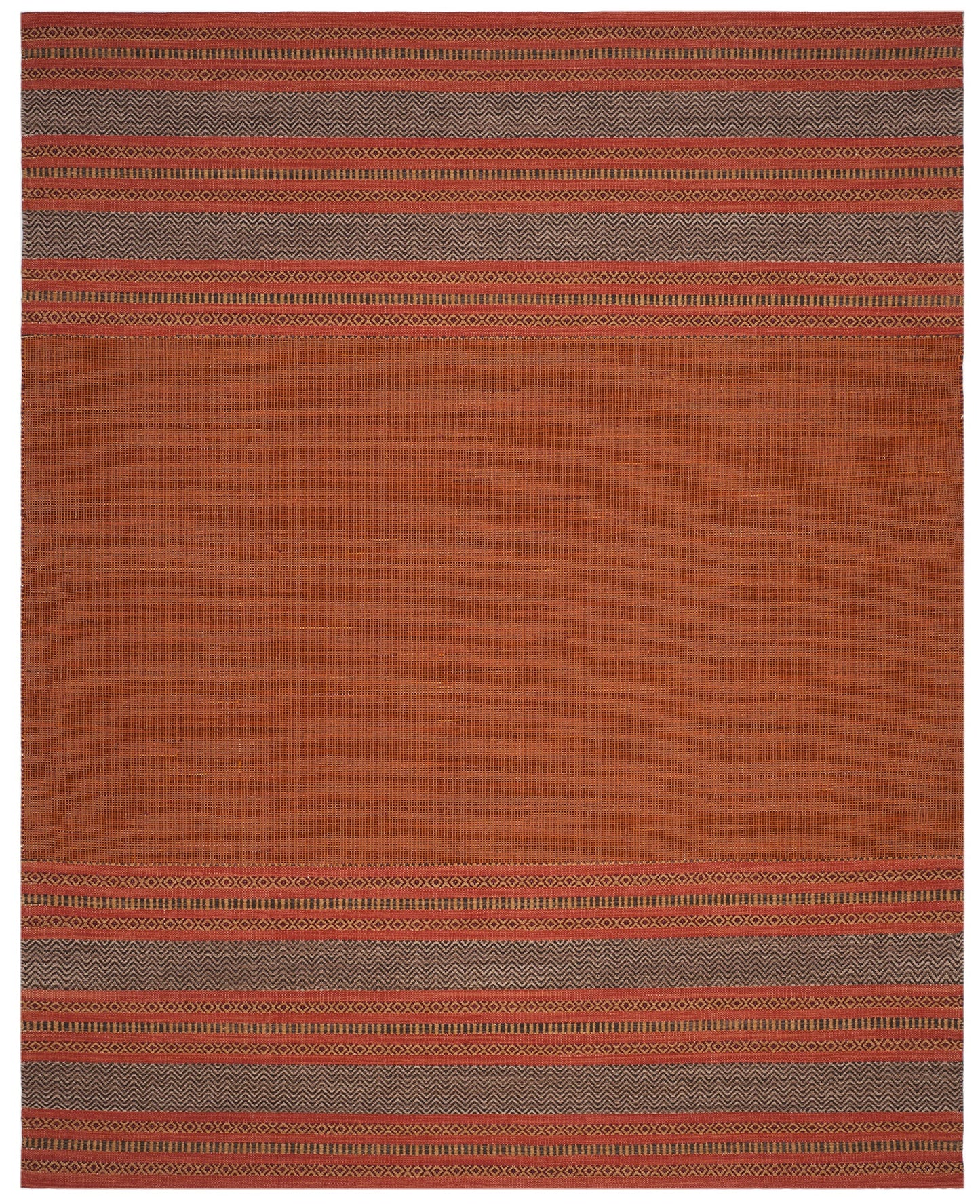 SAFAVIEH Montauk Collection Area Rug - 6' x 9', Orange & Red, Handmade Flat Weave Stripe Cotton, Ideal for High Traffic Areas in Living Room, Bedroom (MTK214B)