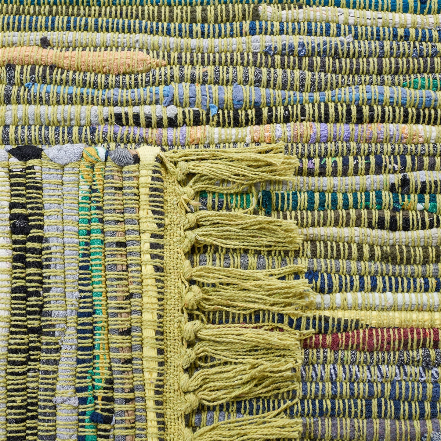 SAFAVIEH Rag Rug Collection Area Rug - 6' x 9', Light Green & Multi, Handmade Boho Stripe Cotton, Ideal for High Traffic Areas in Living Room, Bedroom (RAR127D)