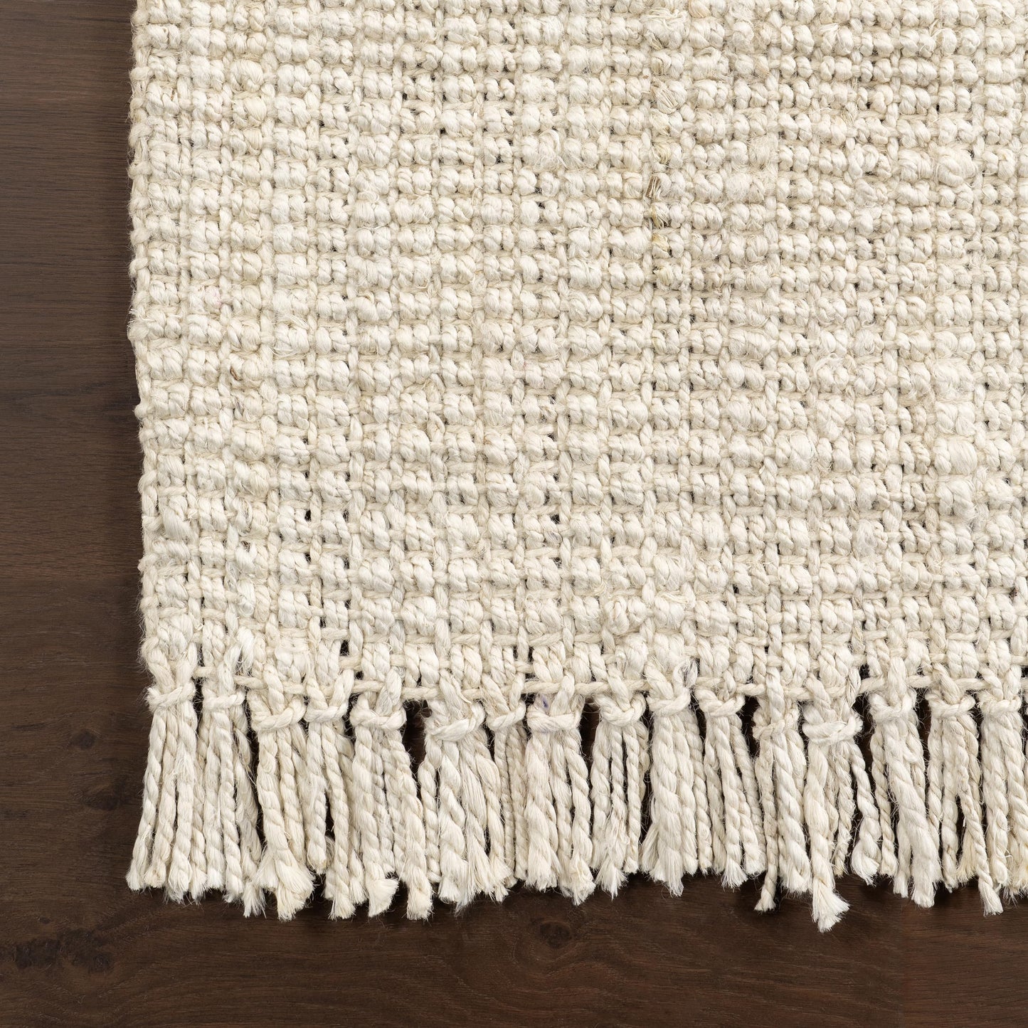 nuLOOM 5x8 Daniela Jute Tassel Hand Woven Area Rug, Off White, Solid Chunky Farmhouse Design, Natural Fiber, For Bedroom, Dining Room, Living Room, Hallway, Office, Entryway