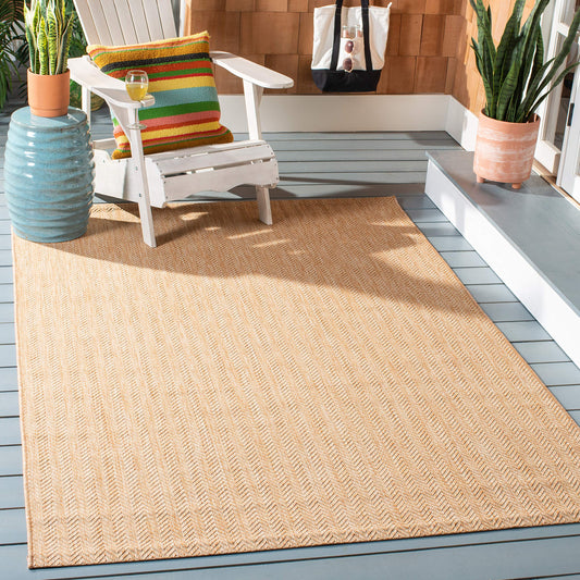 SAFAVIEH Washable Rug Outdoor Courtyard Collection - 5'3" x 7'7", Natural & Cream, Non-Shedding & Easy Cleaning, Ideal for Patio, Backyard, Mudroom (CY8022-03012)