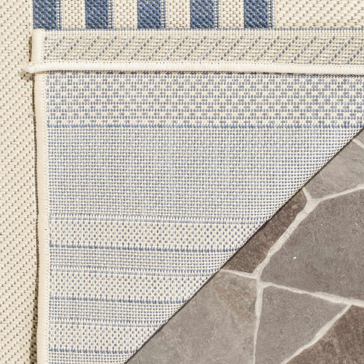 SAFAVIEH Washable Rug Outdoor Courtyard Collection - 9' x 12', Beige & Blue, Non-Shedding & Easy Cleaning, Ideal for Patio, Backyard, Mudroom (CY6062-233)