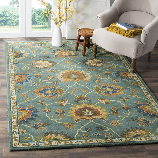 SAFAVIEH Heritage Collection Area Rug - 6' x 9', Light Blue, Handmade Traditional Oriental Wool, Ideal for High Traffic Areas in Living Room, Bedroom (HG651A)