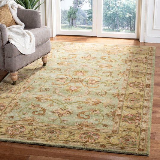 SAFAVIEH Heritage Collection Accent Rug - 2'3" x 4', Green & Gold, Handmade Traditional Oriental Wool, Ideal for High Traffic Areas in Entryway, Living Room, Bedroom (HG811A)