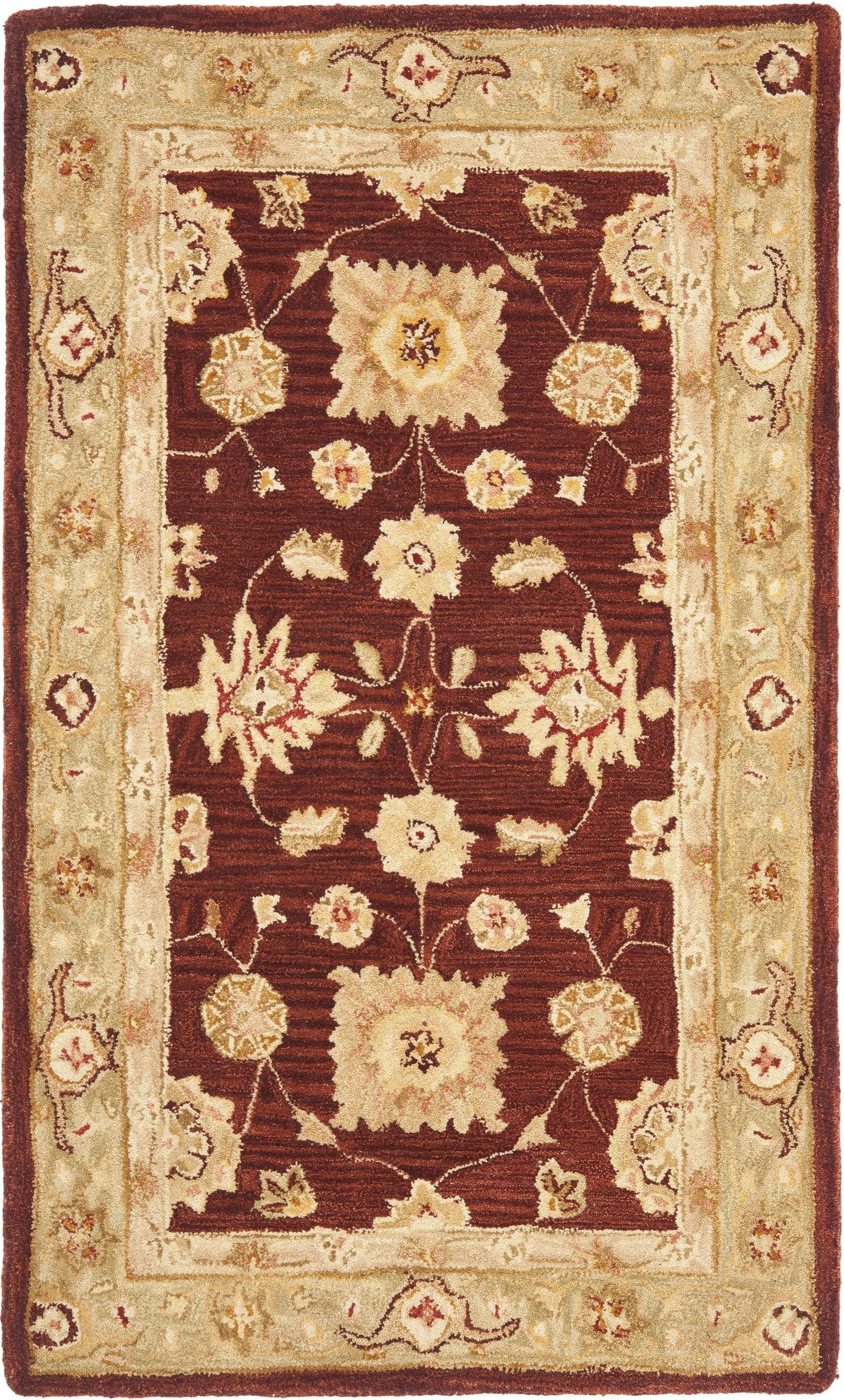 SAFAVIEH Anatolia Collection Accent Rug - 3' x 5', Red & Sage, Handmade Traditional Oriental Wool, Ideal for High Traffic Areas in Entryway, Living Room, Bedroom (AN556F)