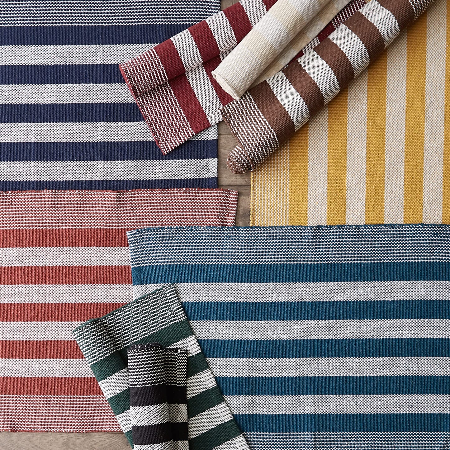 DII Woven Rag Rug Collection Recycled Yarn Cabana Stripe, 2x3', Natural