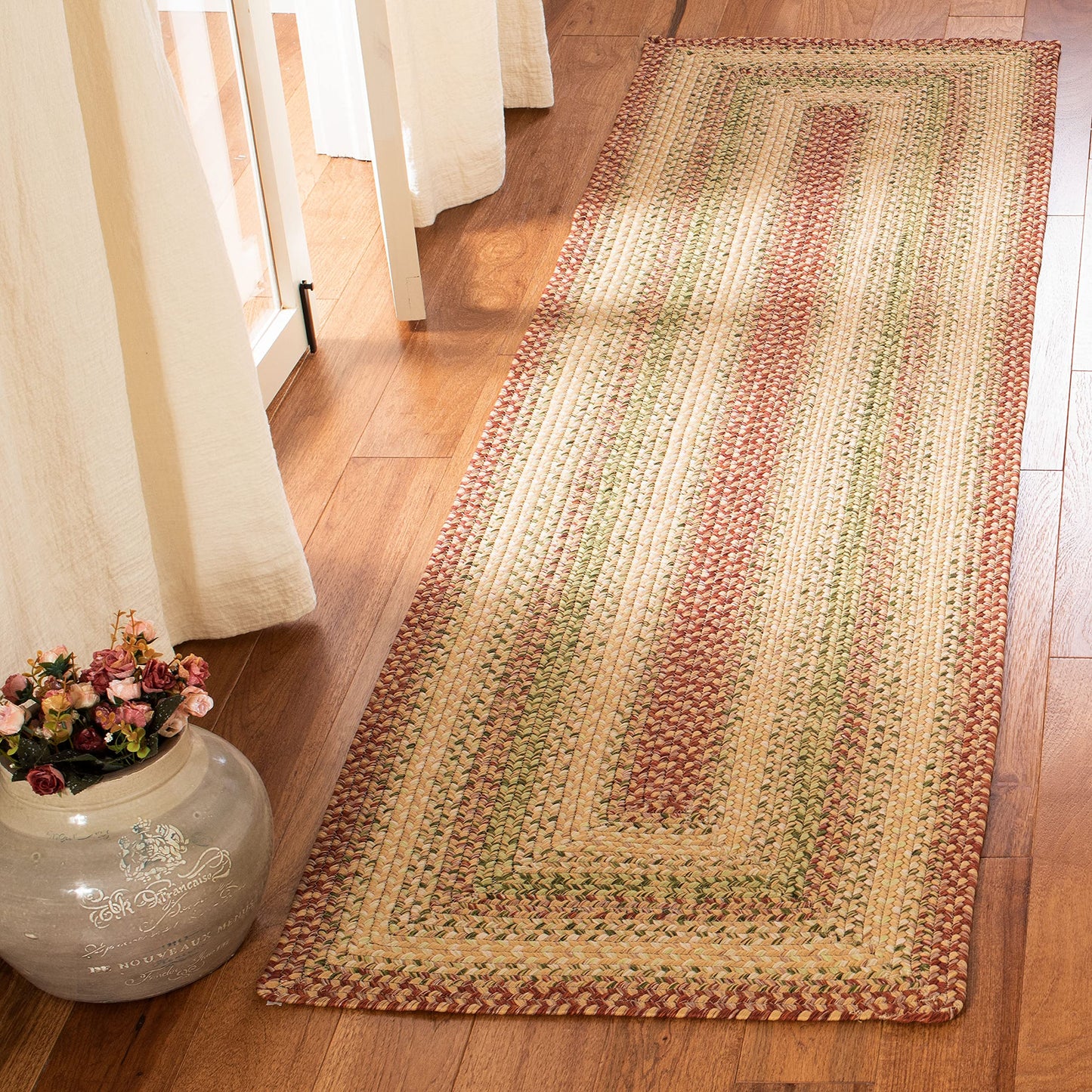 SAFAVIEH Washable Rug Outdoor Braided Collection - 2'3" x 6' Runner, Rust & Multi, Weather Resistant & Easy to Clean, Ideal for Entryway, Patio, Kitchen, Mudroom (BRD303A)
